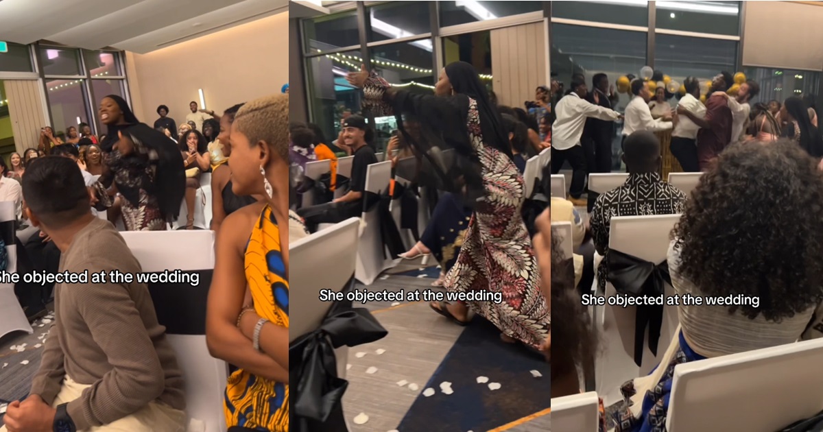 "I think say na only for Nollywood this thing dey happen" – Netizens react to moment guest "objects" to union at a wedding (VIDEO)