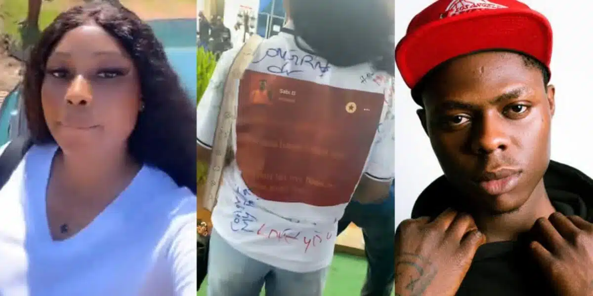 Lady honors late singer, Mohbad on sign-out day with custom outfit featuring his song lyrics