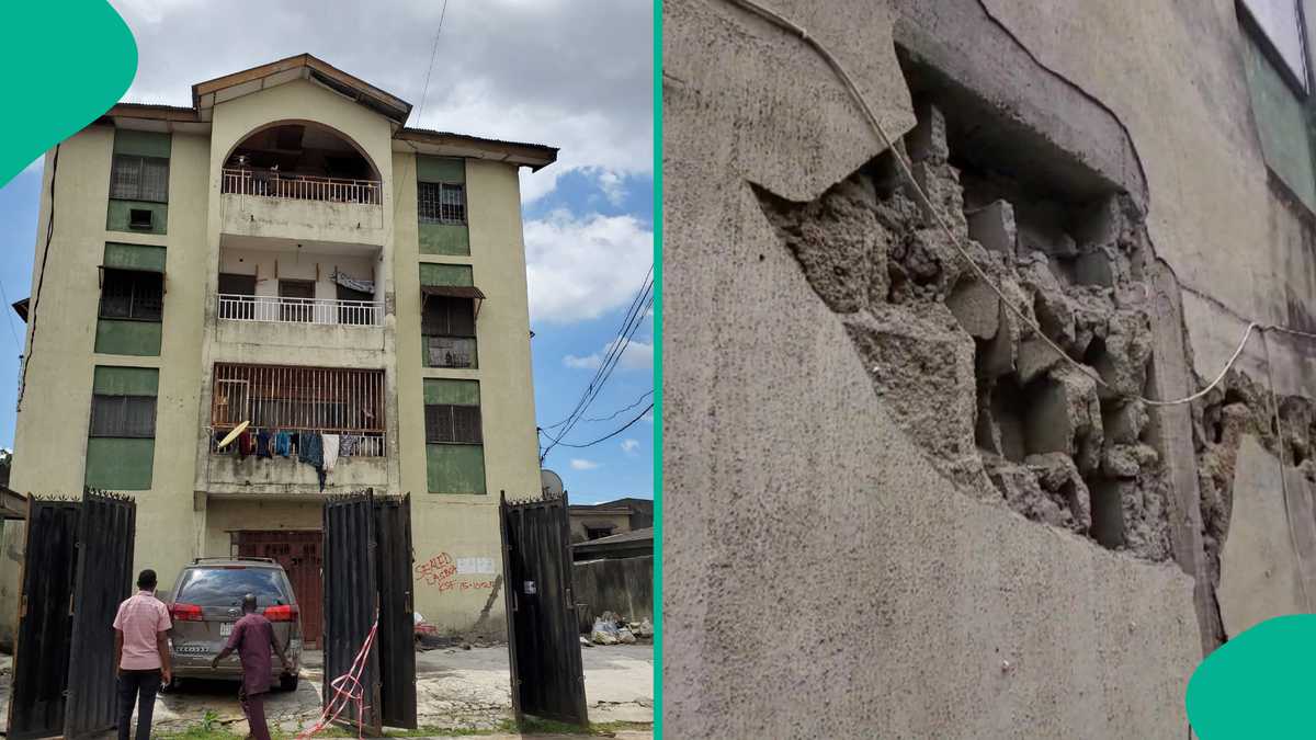 Photos Show Distressed Lagos Building that May Soon Collapse, Govt Evacuates Residents