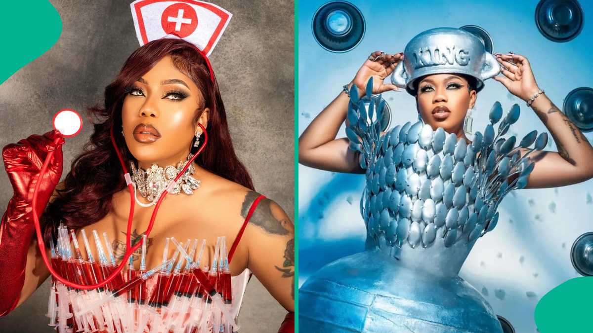 Toyin Lawani Rocks Dress Made With Over 100 Syringes to Celebrate Halloween: "This Is Massive"