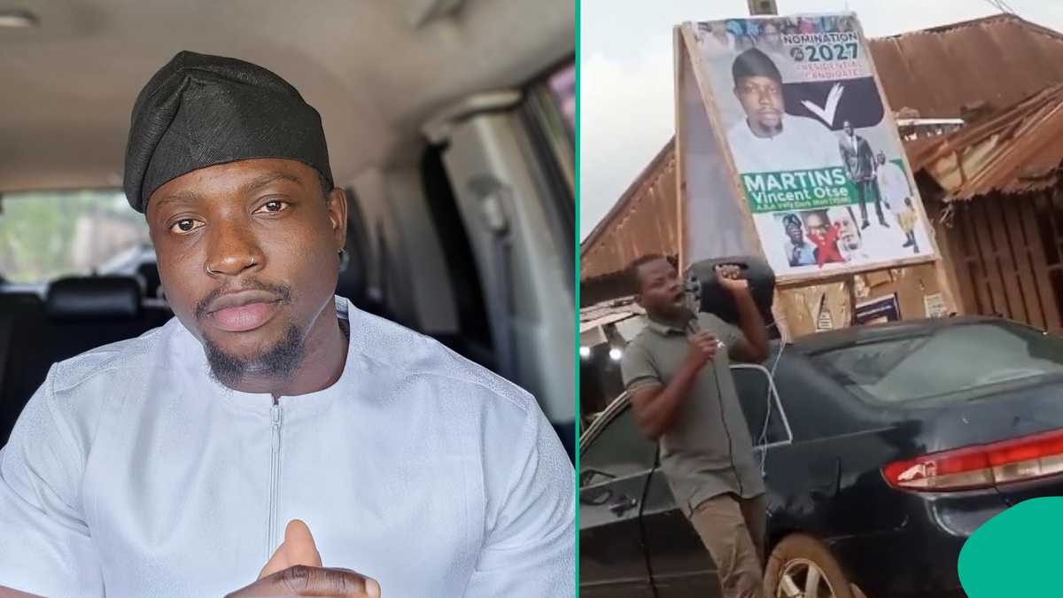 “VDM as President Come 2027”: Video as Man Campaigns With Large Poster After House of Rep Drama