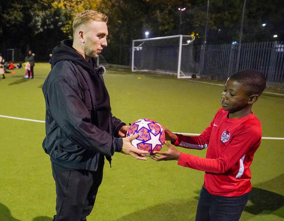 West Ham and England footballer Jarrod Bowen visiting Brent Cross football academy as part of The Sun's Footie For All campaign