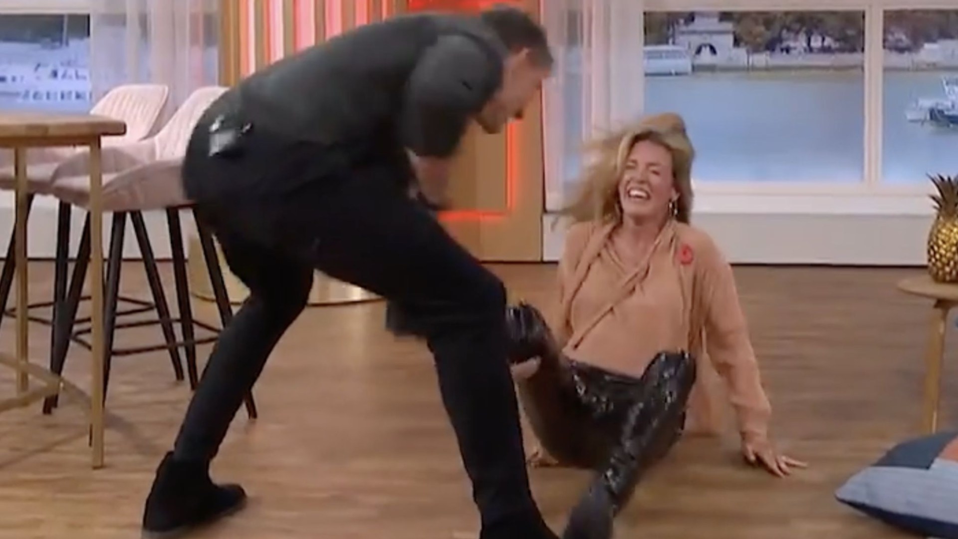 Watch the moment This Morning’s Cat Deeley falls on her backside in failed attempt at TikTok trend