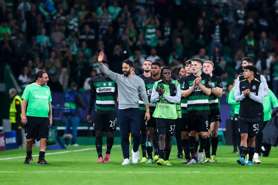 Amorim did a lap of honour to wave to fans after victory over Man City