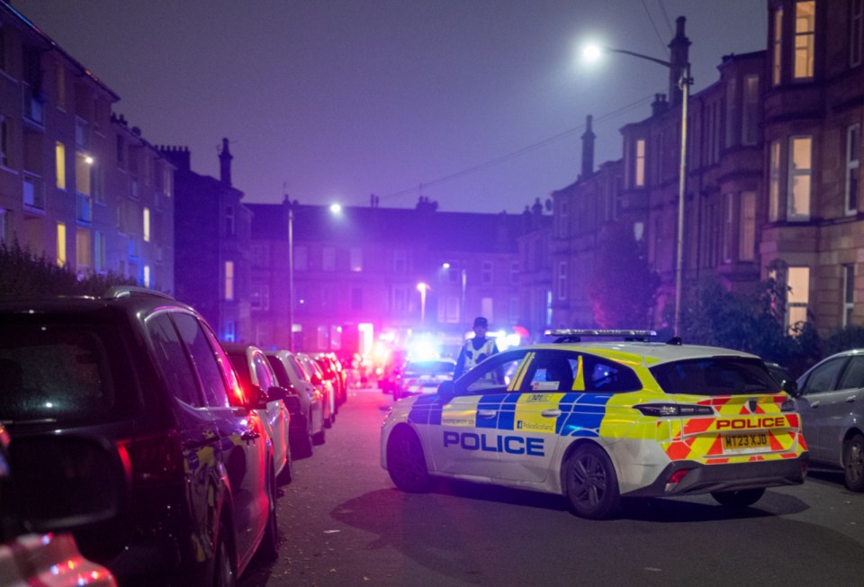 Police swarmed the Pollokshields area last night