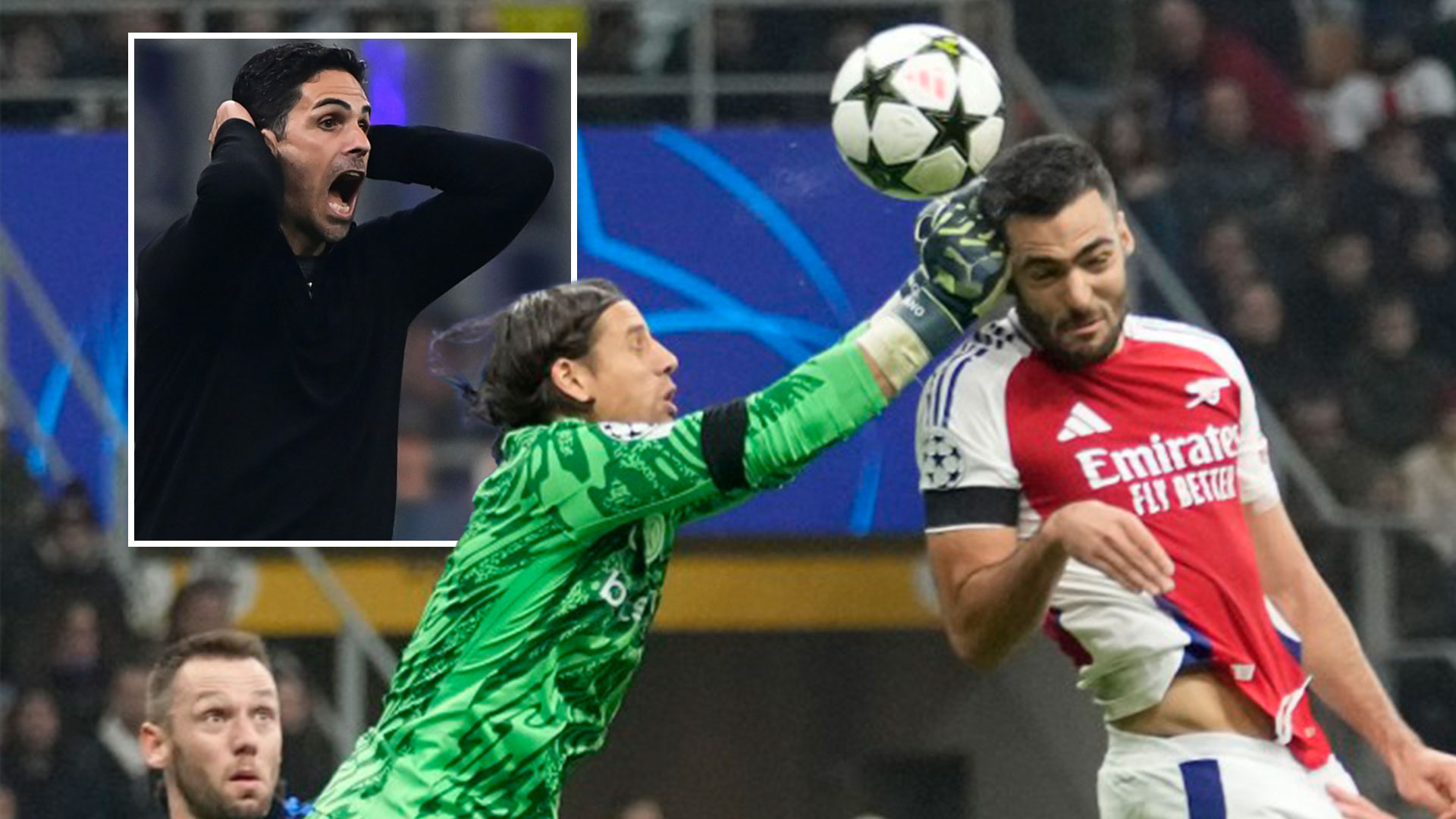 Mikel Arteta launches furious rant as Arsenal star Merino 'punched in the head' but no penalty given in Inter defeat