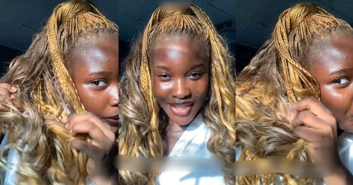 "It's only been a week" – Lady regrɘts spending ₦20,000 on French curls braid after online hype (VIDEO)