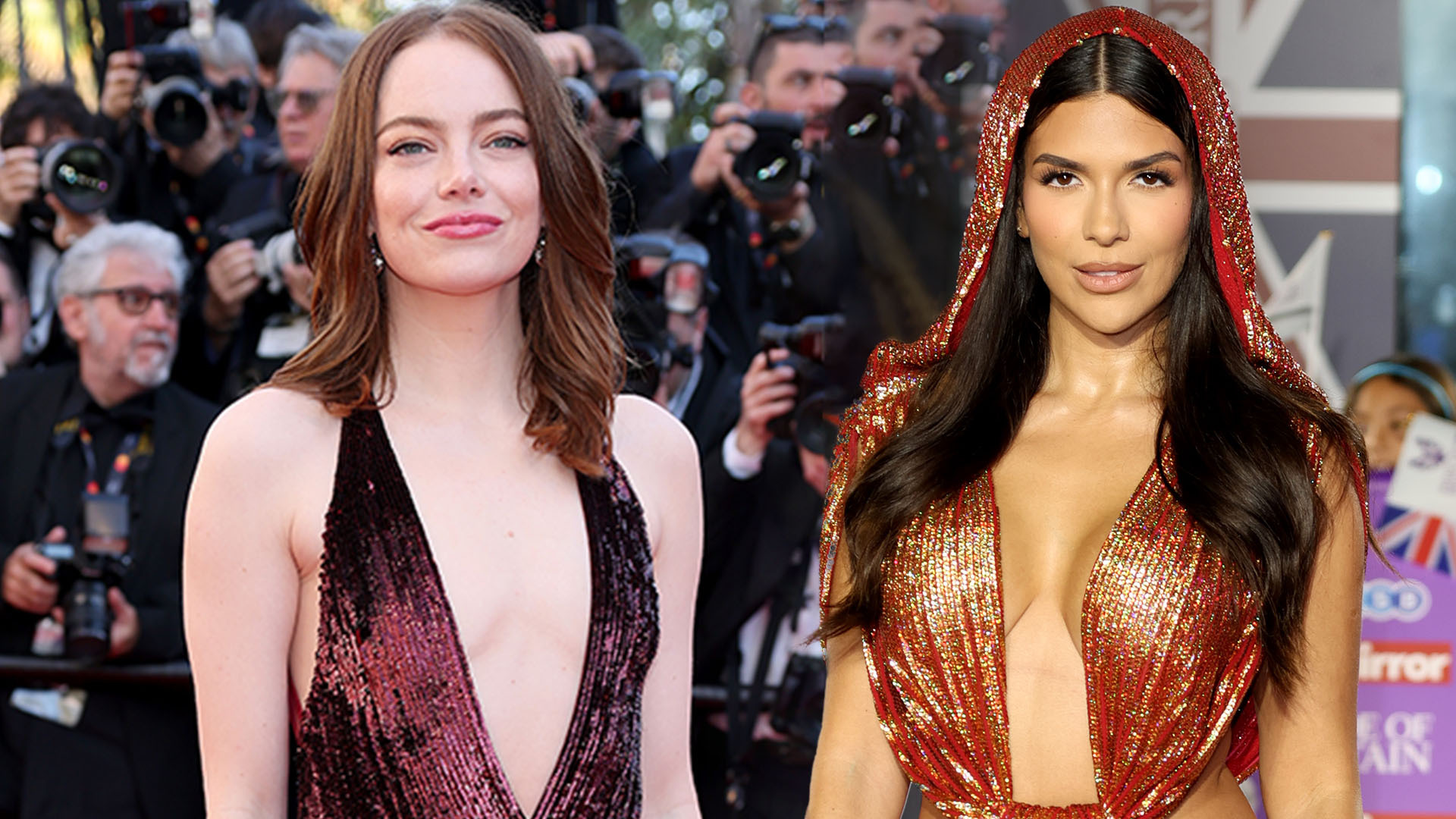 Why celebs like Emma Stone & Zoe Saldana are going wild for the plunge dress this winter - and you don’t need big boobs