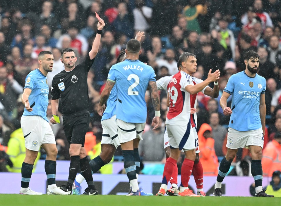 Leandro Trossard was sent off in controversial circumstances