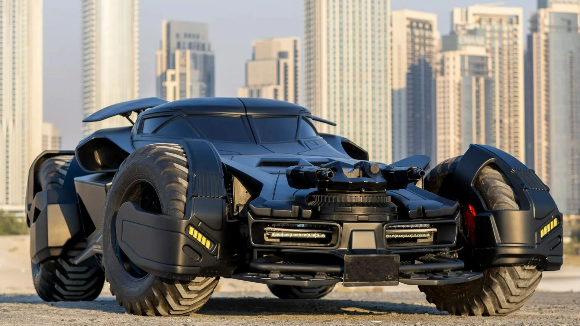 Matte black Batmobile with 'GOTHAM' number plate and double rear wing spoilers goes to auction - and it could be yours