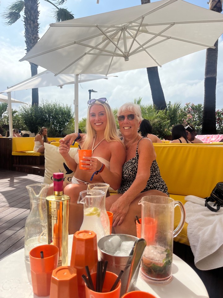 Joan with her granddaughters on the Spanish party island this year