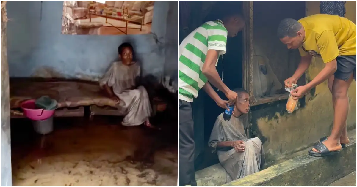 Man in tears after seeing living conditions of a helpless woman