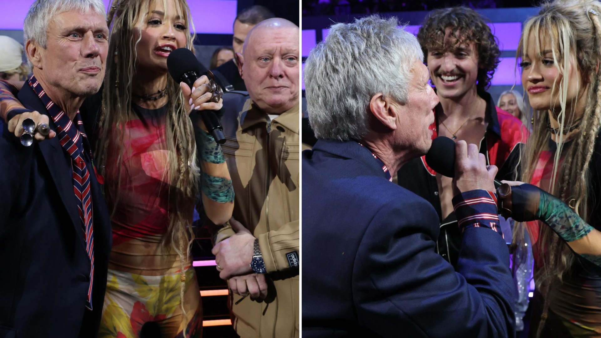 Watch as Happy Mondays' Bez causes chaos and tries to grab microphone from MTV EMAs host Rita Ora