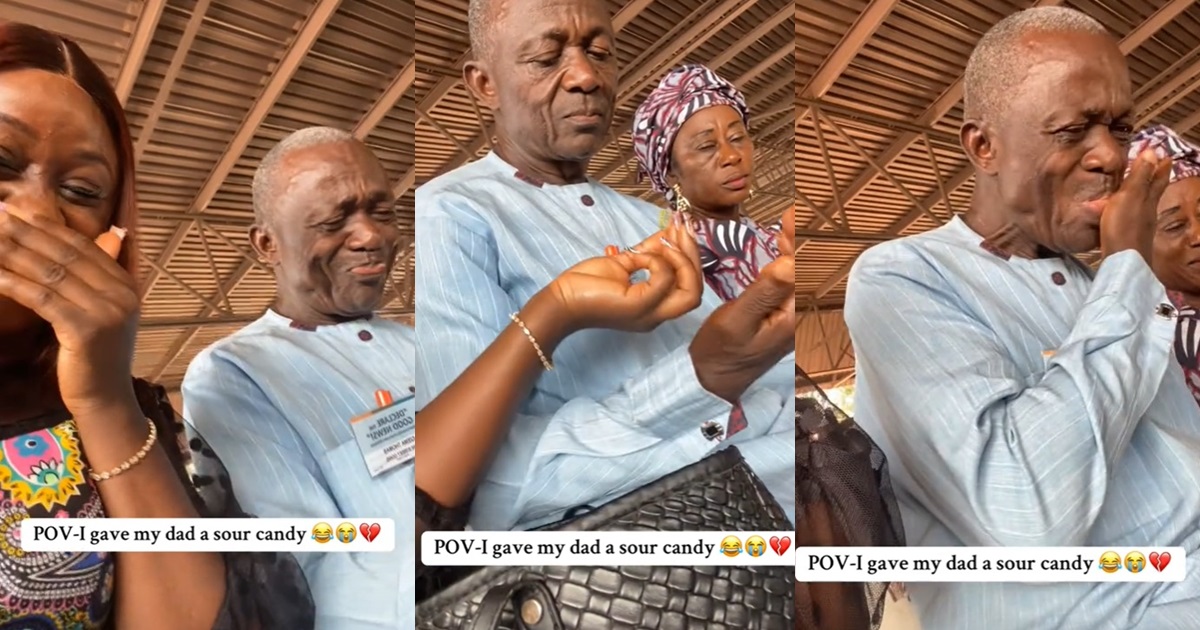 "But they will chew bitter kola like it’s sweet" – Hilarious moment lady pr@nks her dad with sour candy in church (WATCH)