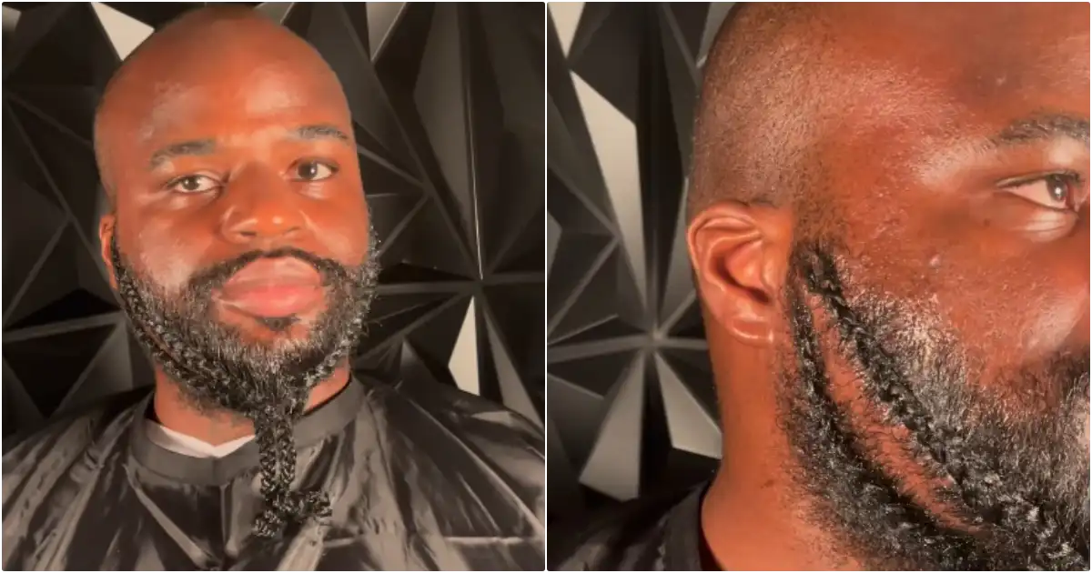 Hairstylist goes viral for unique braided beard on male client