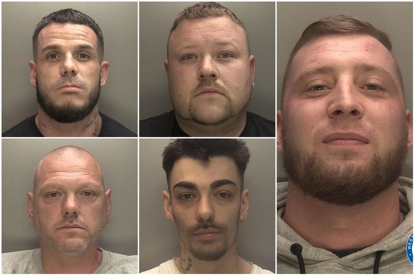 (Clockwise from top left) Lee Fletcher, David Smith, Adam Shakespeare, Royston Hallard and David Williams have now been jailed