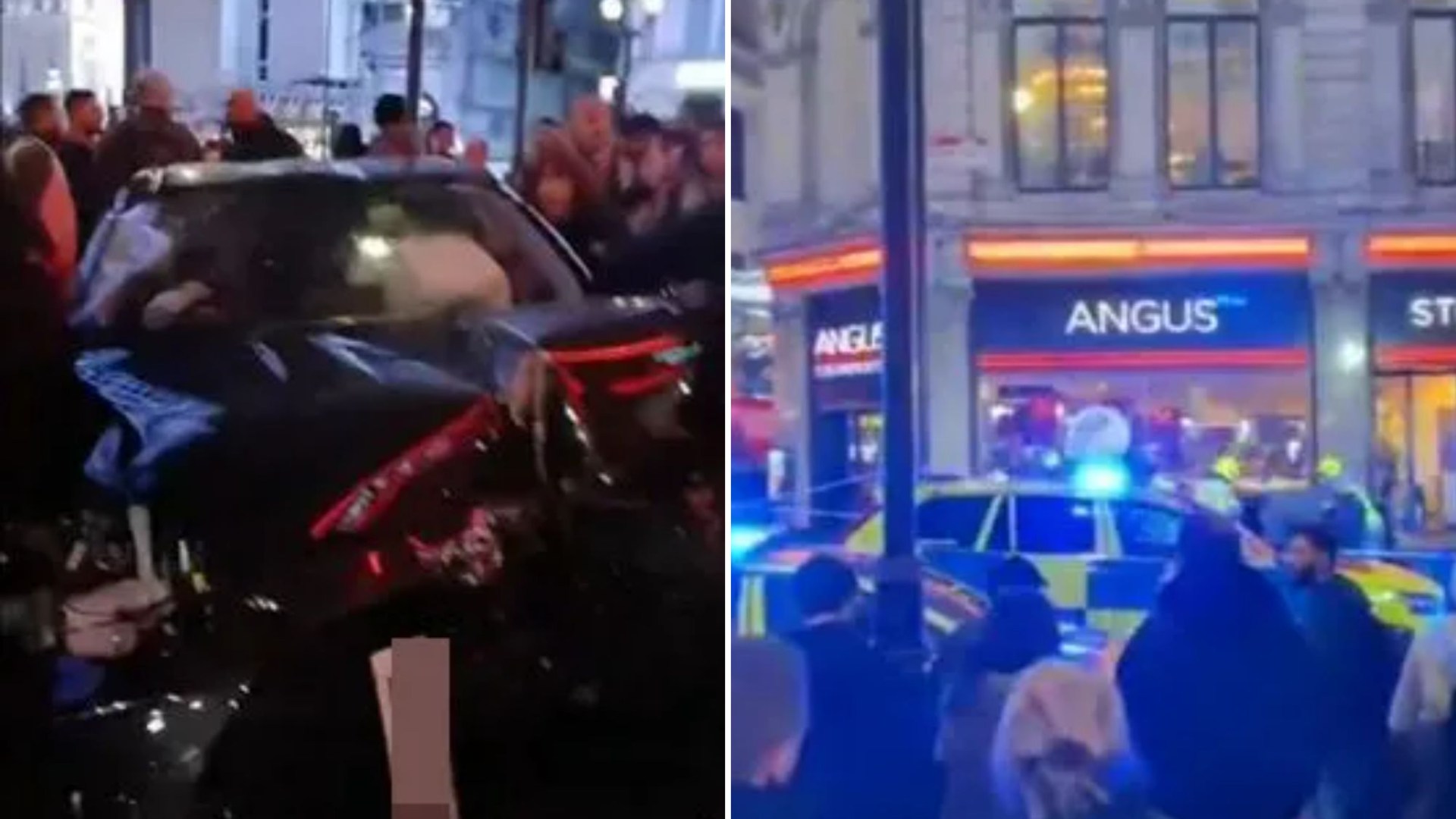 Horror as car crashes into crowded street outside busy London restaurant as 3 rushed to hospital