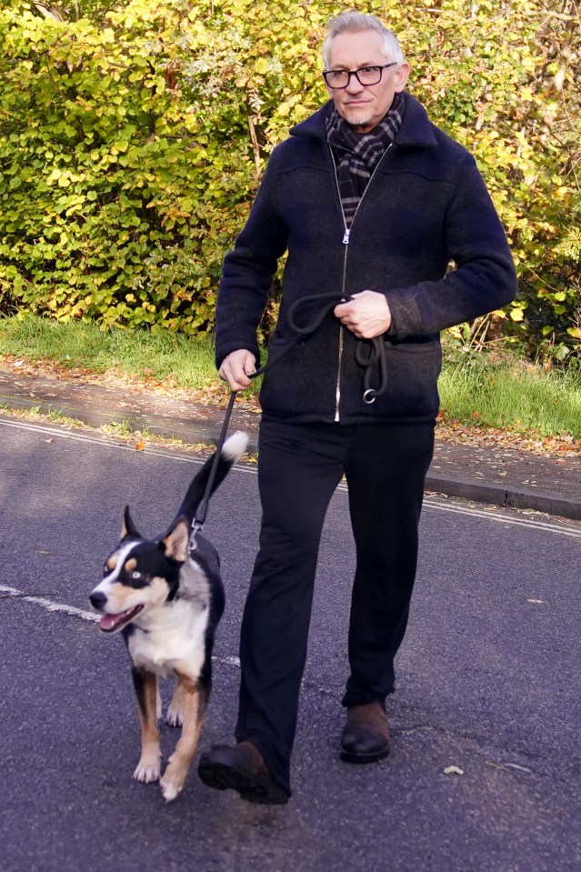 Gary Lineker was spotted walking his dog yesterday