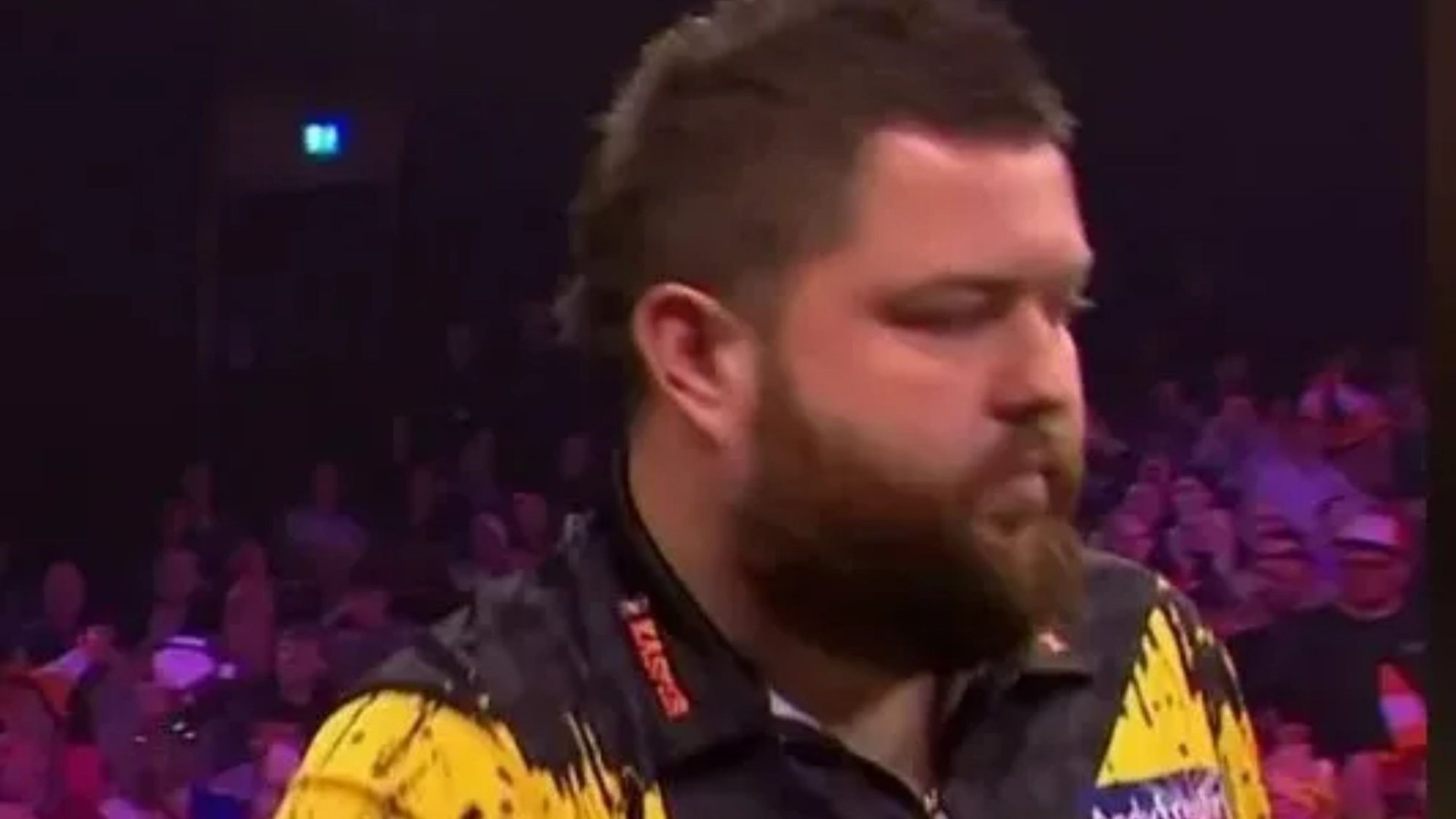 Incredible moment Michael Smith hits rarely-seen 'no look' 180 but still falls to Grand Slam of Darts defeat