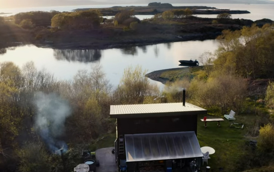 The celeb baker's cabin can only be reached by canoe