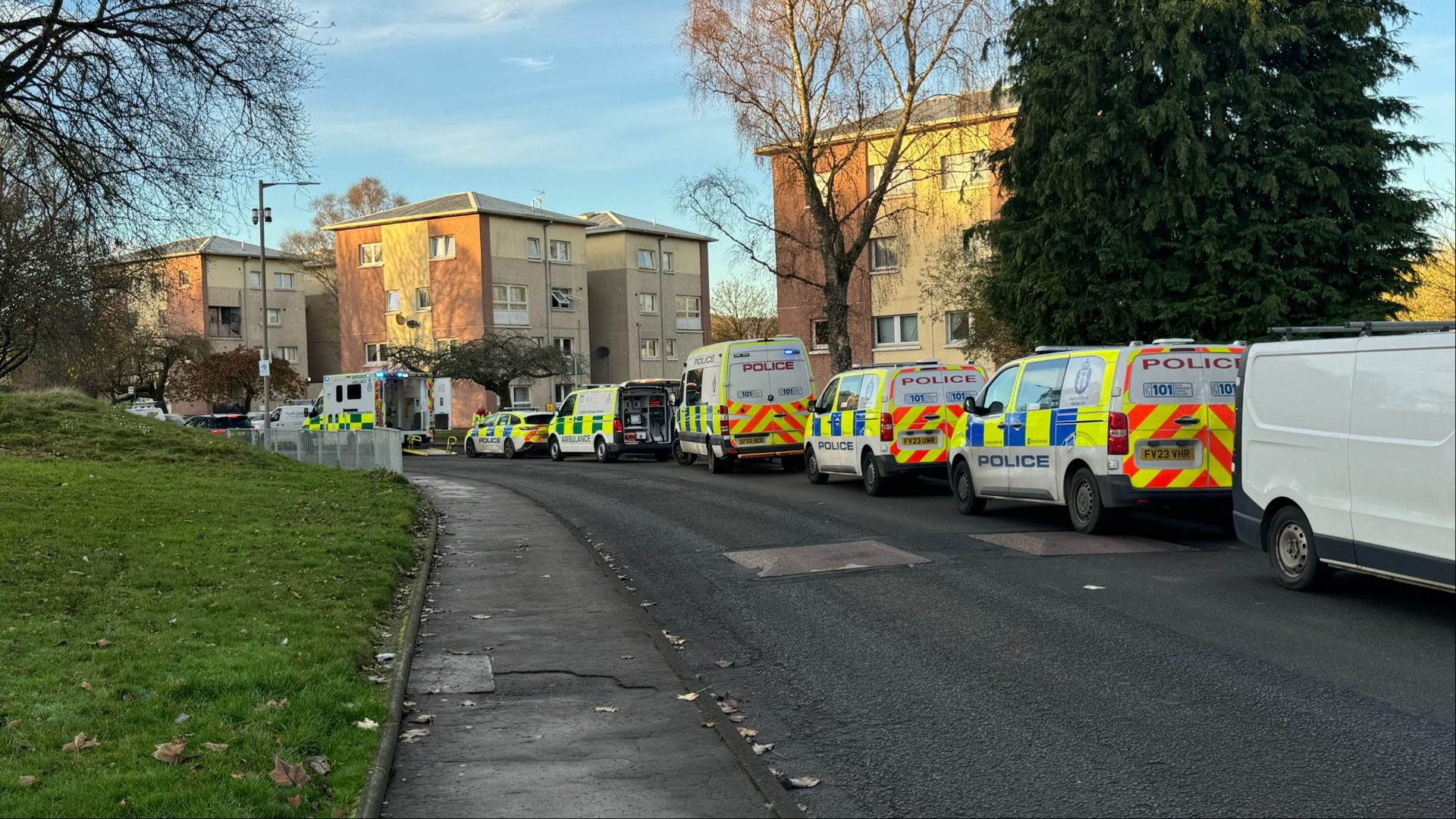 Woman rushed to hospital after 'plunging' from flat window near Scots town