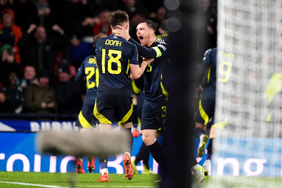 Scotland’s Ben Doak (left) and Andrew Robertson