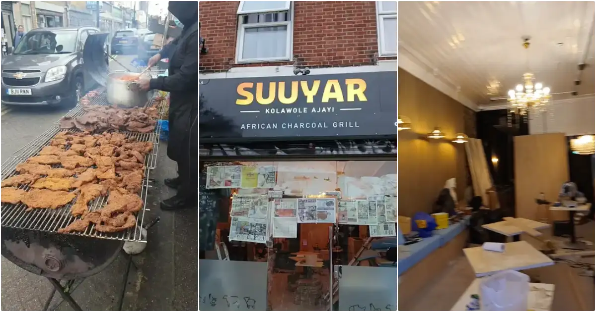 Man celebrates growth, moves roadside 'suya' business to big shop in UK