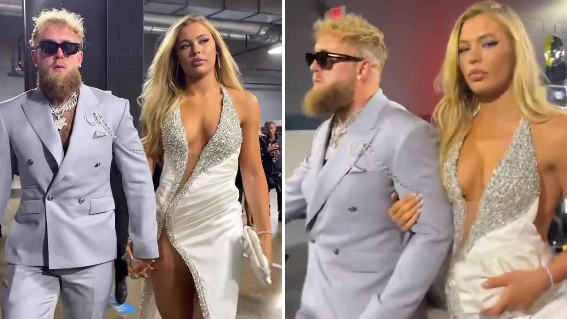 Jake Paul's girlfriend Jutta Leerdam steals the show in revealing slit dress for Mike Tyson fight