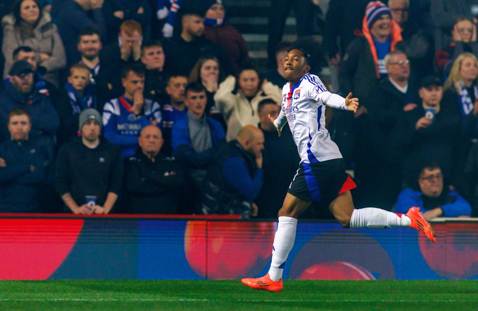 Malick Fofana celebrates his Ibrox opener