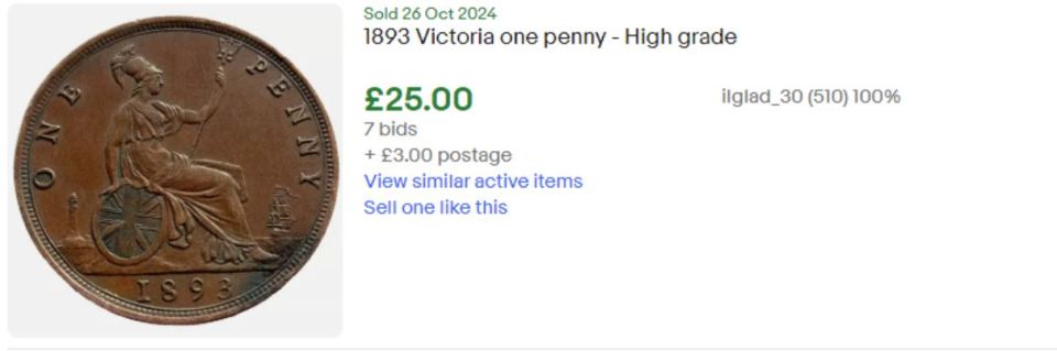 A 1p coin recently sold on eBay for £25