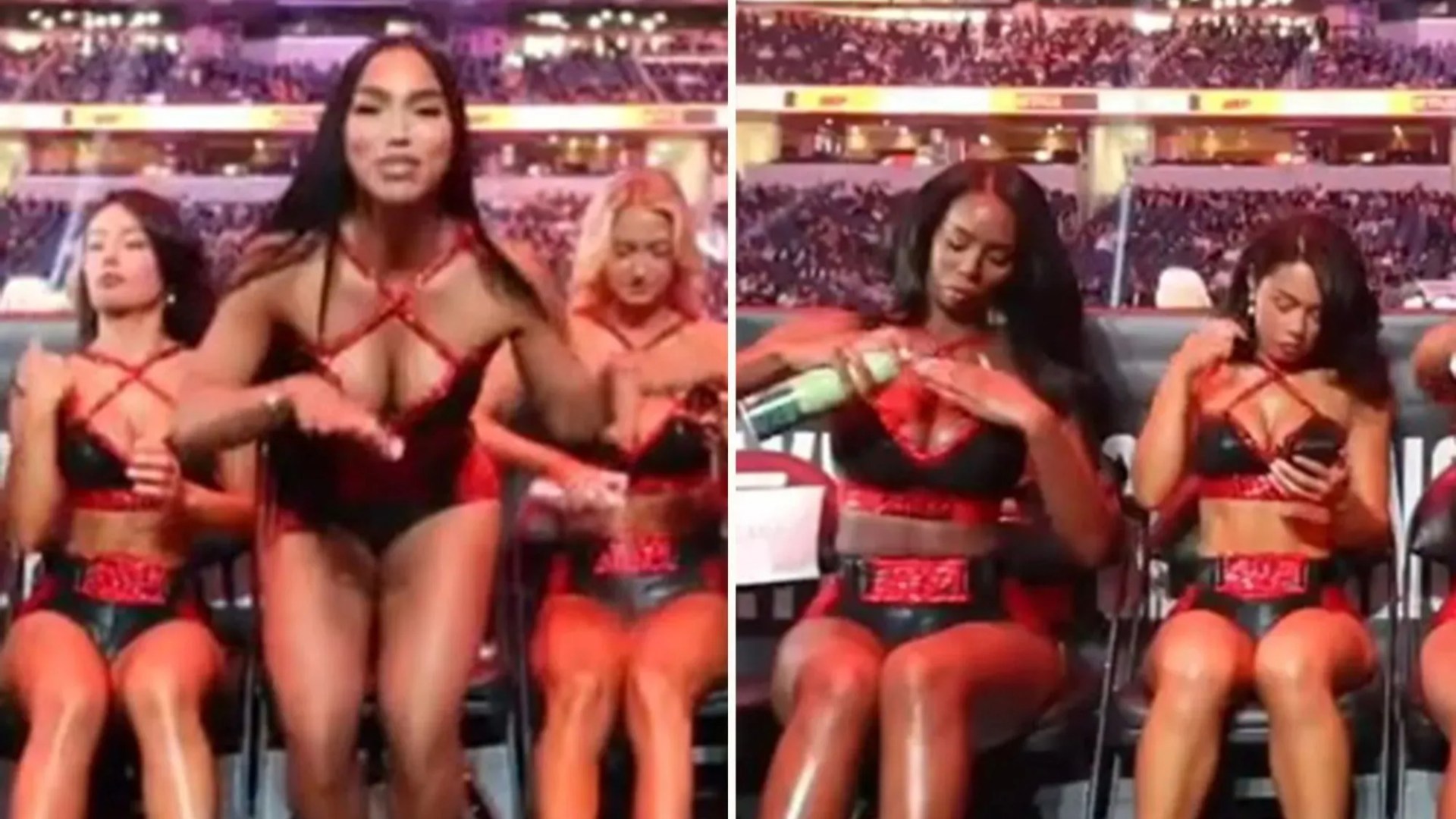 Stunning Jake Paul vs Mike Tyson ring girls oil up as they share behind-the-scenes video of Netflix fight