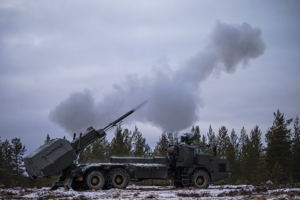 An Archer Artillery System of the British armed forces’ 19th Regiment Royal Artillery fires during a live fire drill