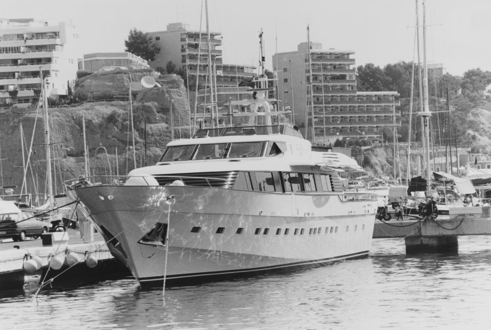 Marks lived a life of luxury as a drugs kingpin. Pictured, his yacht 'Philante' in Majorca, 1988