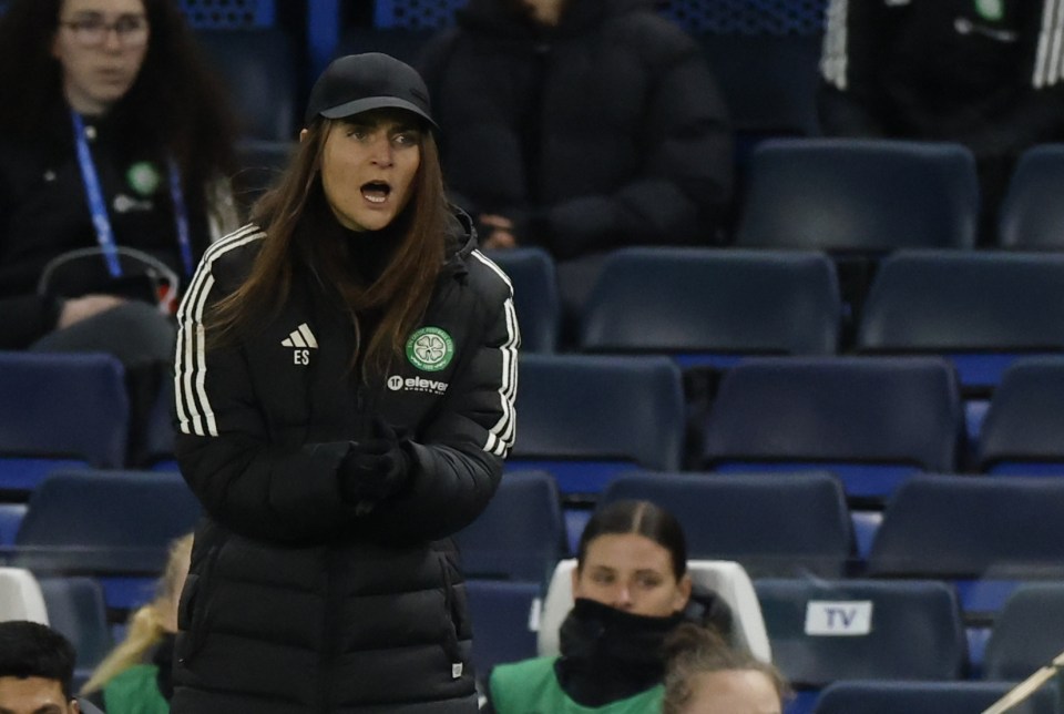 Celtic manager Elena Sadiku reacts