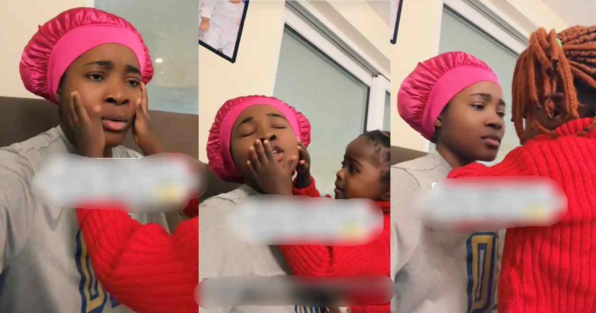 "Correct her immediately" – 2-year-old playfully h!ts mum's face for refusing a mouth-to-mouth k!ss (WATCH)