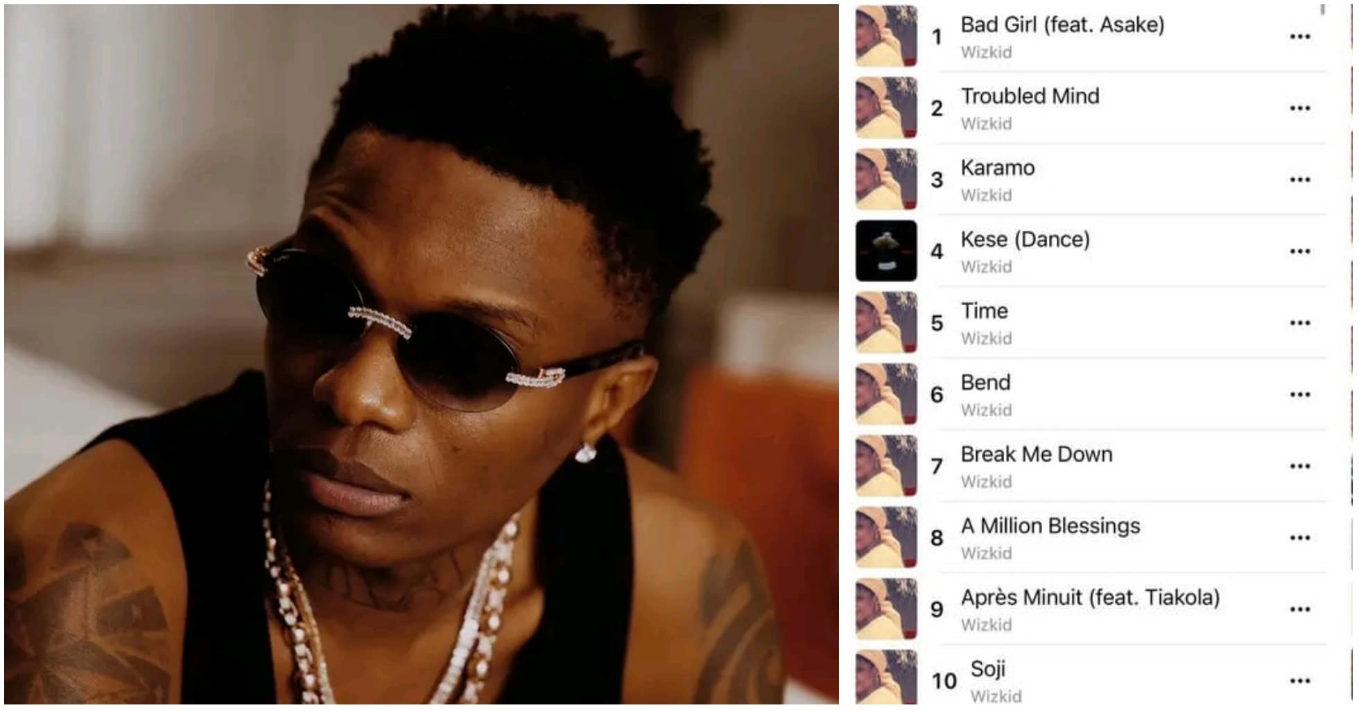 Wizkid's album, Morayo dominates top 17 on Apple music