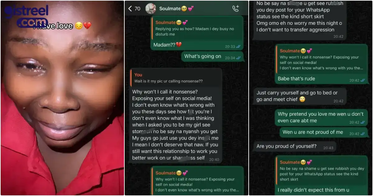 Lady shares chat with boyfriend who criticized her look over WhatsApp post