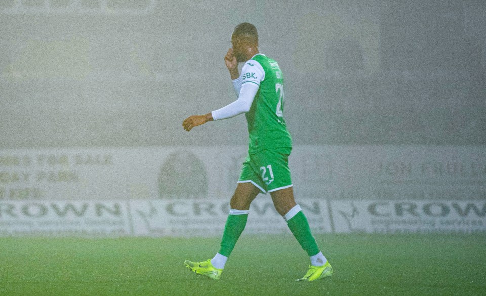 Jordan Obita saw red in the defeat to Dundee - with Hibs still winning