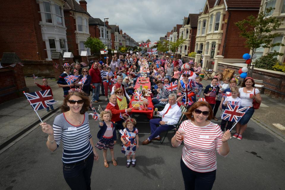 Residents of Nettlecombe Avenue in Southsea, Portsmouth celebrate the 70th anniversary of VE Day in 2015