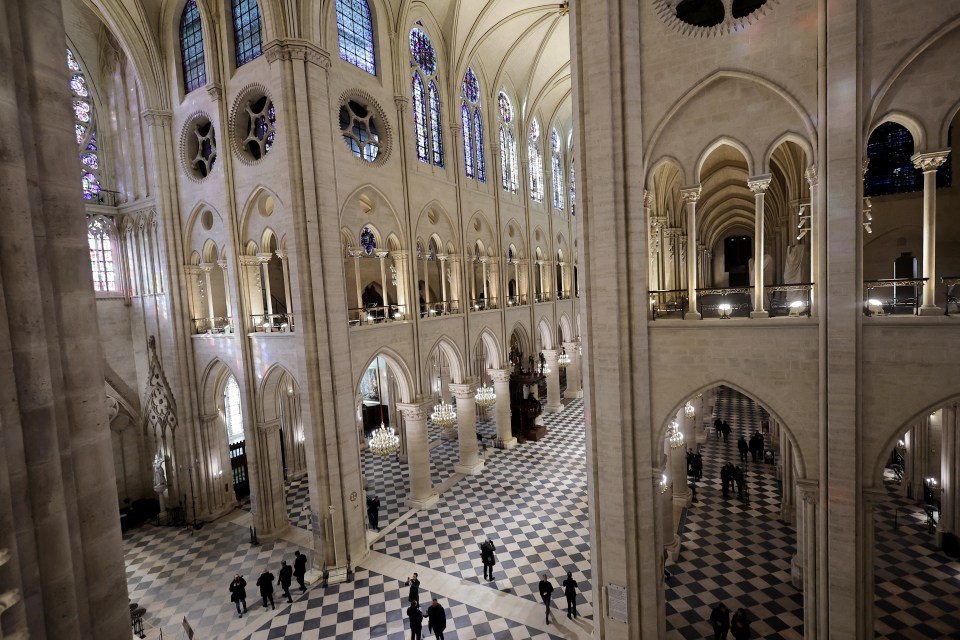 General view of the interior of Notre Dame de Paris Cathedral