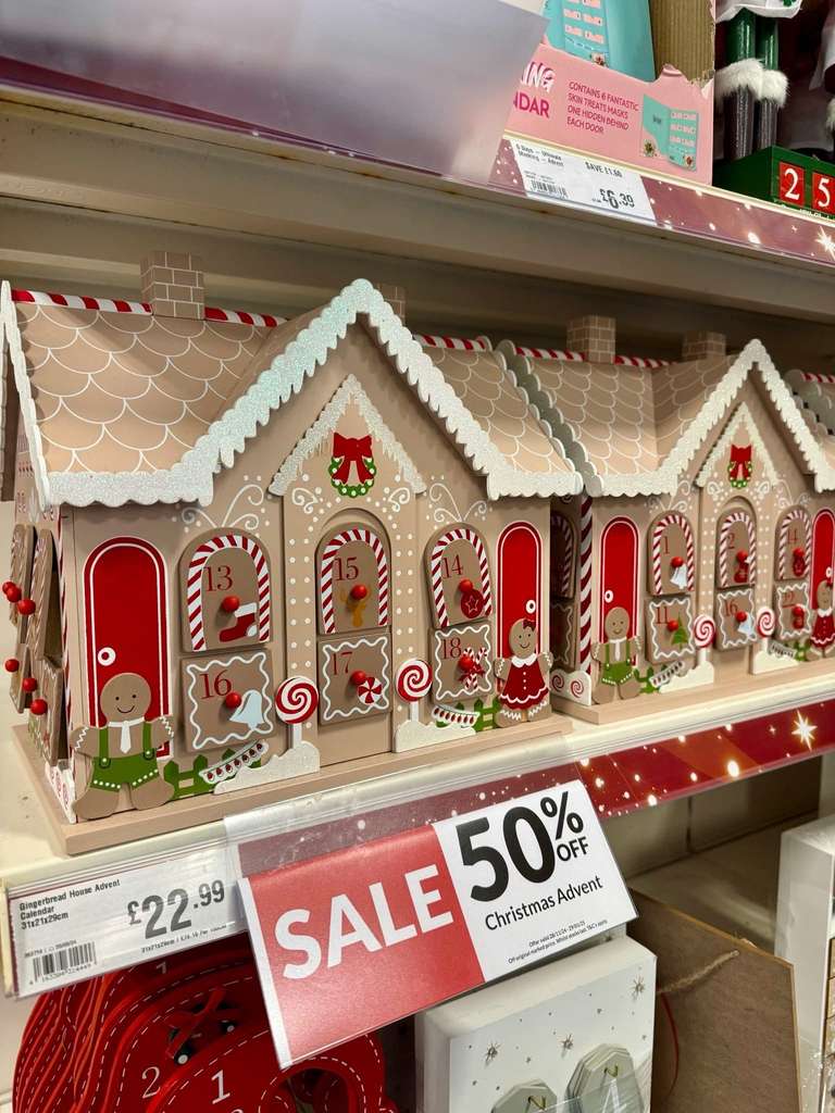 A DIY Gingerbread house advent calendar is also half price