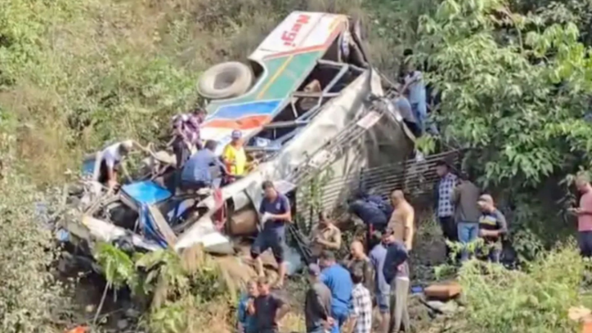 At least 36 killed after rickety & overcrowded bus plunges into 200ft gorge in India as footage shows mangled wreckage