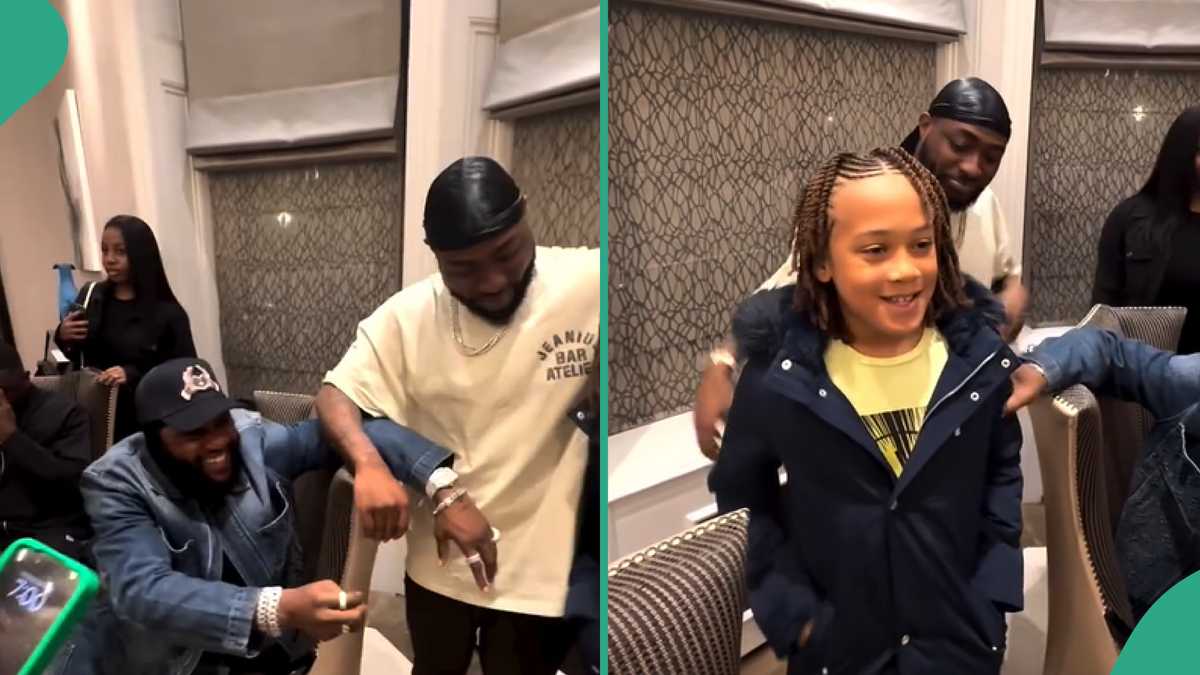 Daddy Freeze’s Son Meets Davido, KCee for the 1st Time, His Reaction Trends: “Steeze Intact”