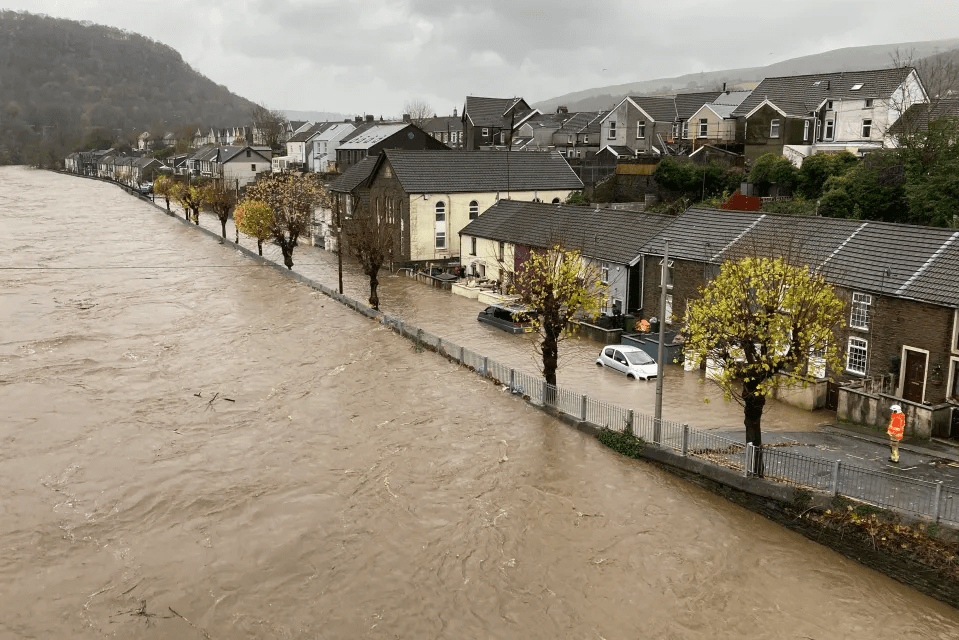 Storm Bert has caused chaos with the River Taff bursting its banks