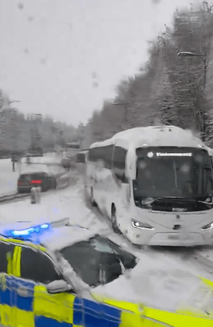 The Stenhousemuir team bus was stuck in snow