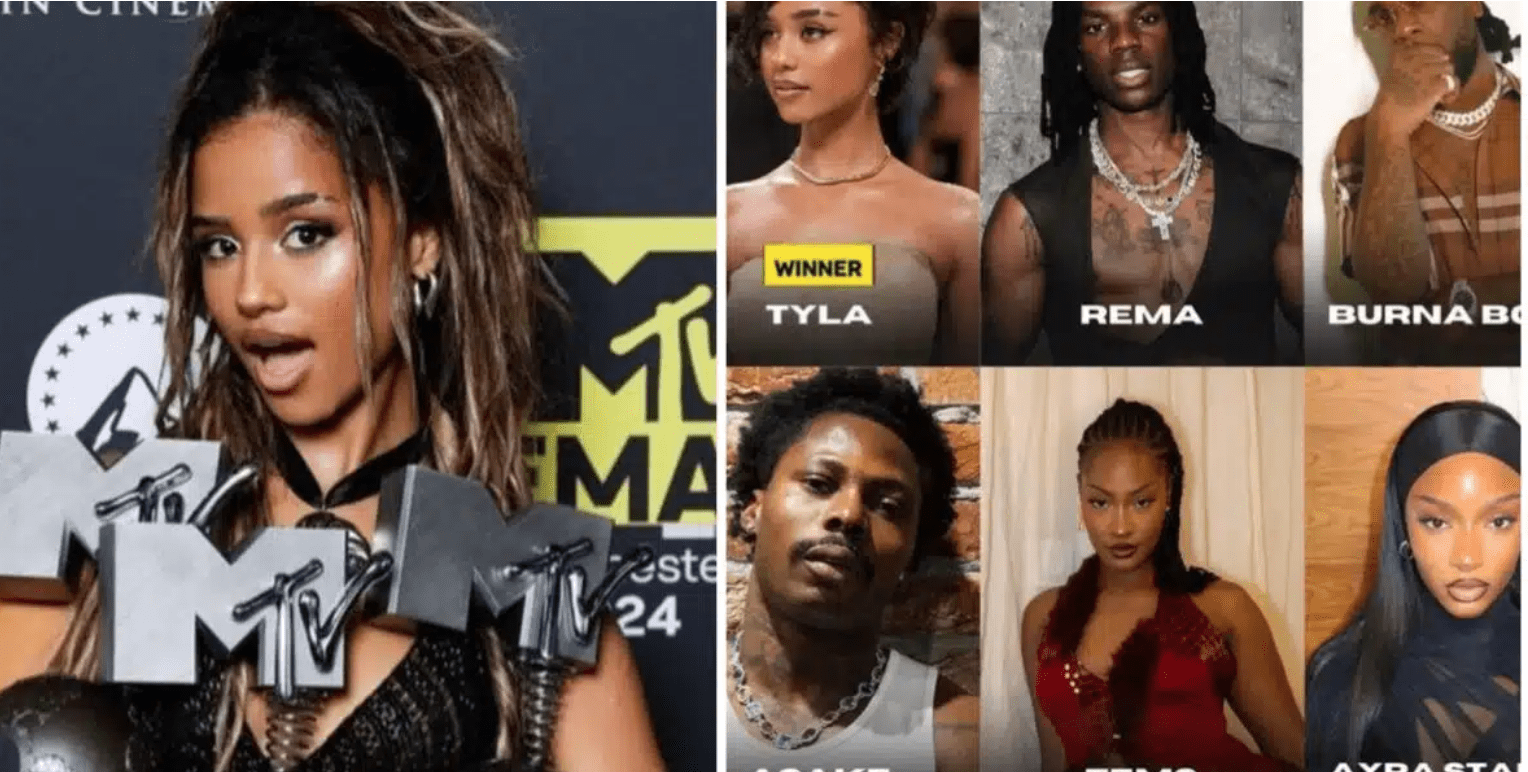 MTV EMAs 2024: Burna Boy, Asake, Rema, Tems lose out a Tyla wins best Afrobeats award