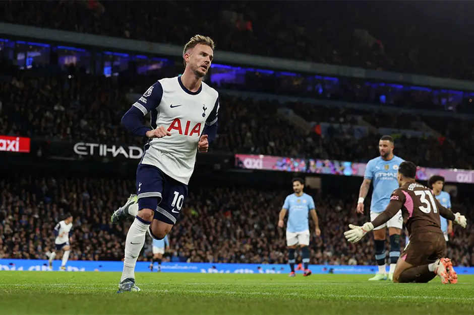 EPL: Maddison Scores Brace As Tottenham Thrash Man City At Etihad