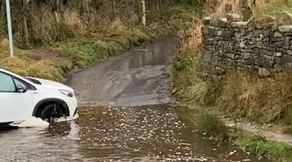 Man in his 80s dies and woman rushed to hospital after car 'enters the water' at Noyna Ford during Storm Bert