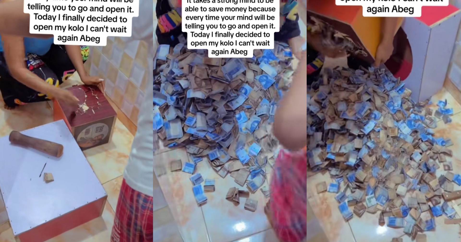 Netizens drool as lady breaks open her piggy bank in viral video