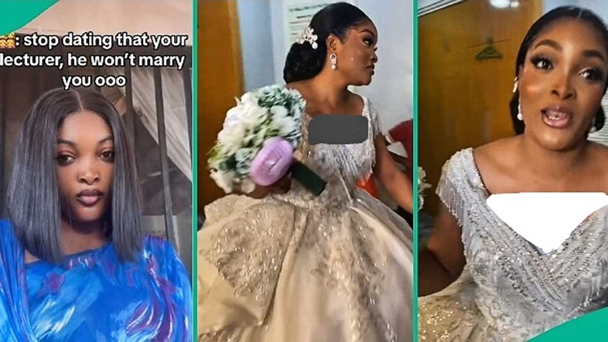 Nigerian Lady Who Dated Lecturer in School Gets Married to Him in Grand Style, Flaunts Wedding Ring